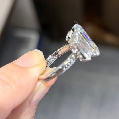 ANSTER Wholesales Price 18K White Gold Ring 5ct Emerald cut Lab Grown Diamond Ring with IGI