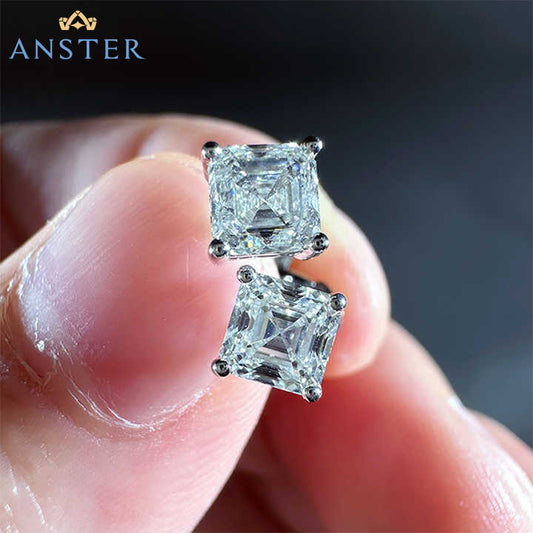 ANSTER Jewelry Brincos de platina PT950 com diamante cultivado em laboratório personalizados 