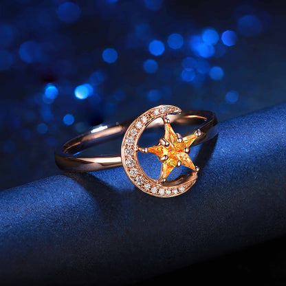ANSTER Jewelry Custom PT950 Platinum Star Moon Lab Grown Diamond Ring
