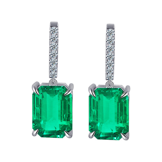 ANSTER Jewelry Customize Lab Grown Gemstone 18K Gold Lab Emerald Earrings
