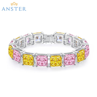 ANSTER Jewelry Custom Pink Lab Grown Diamond Platinum Bracelet