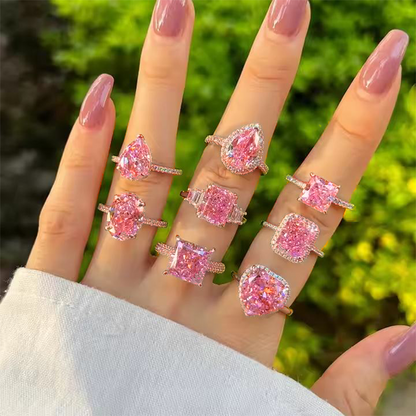 ANSTER Custom VVS2 Radiant cut Pink Lab Grown Diamond Platinum Ring