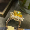 ANSTER Jewelry IGI Platinum PT950 10ct Asscher Cut Yellow Lab Grown Diamond Ring