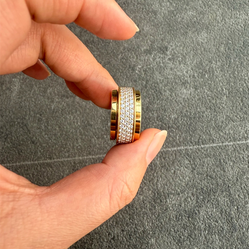 ANSTER Customized Fine Jewelry Rotating Design Meleee Lab Grown Diamond Ring