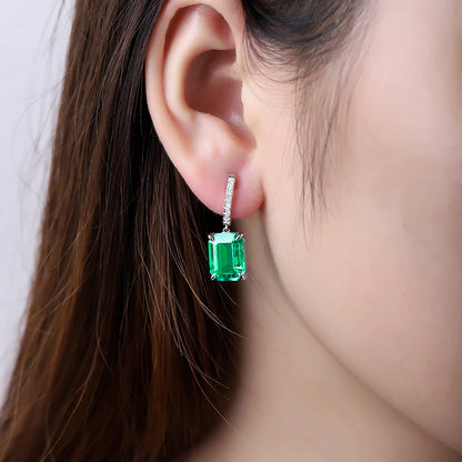 ANSTER Jewelry Customize Lab Grown Gemstone 18K Gold Lab Emerald Earrings