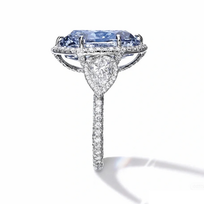 ANSTER Custom 23.64ct VVS2 Oval cut Lab Grown Blue Diamond Platinum Ring