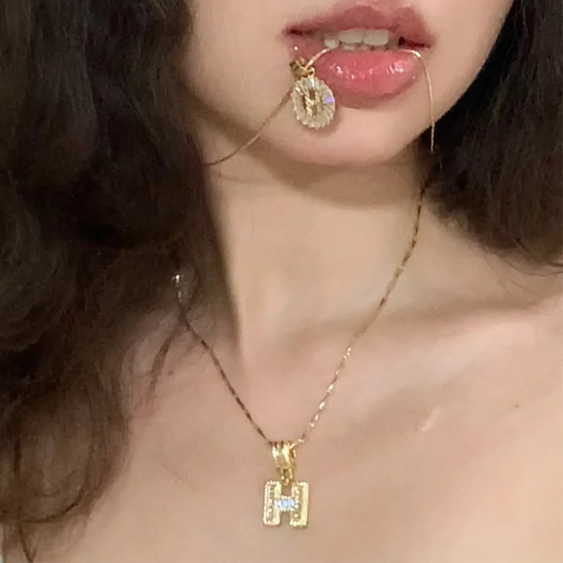 ANSTER Jewelry Custom 18K Gold Letter Shape Lab Grown Diamond Necklace Chains