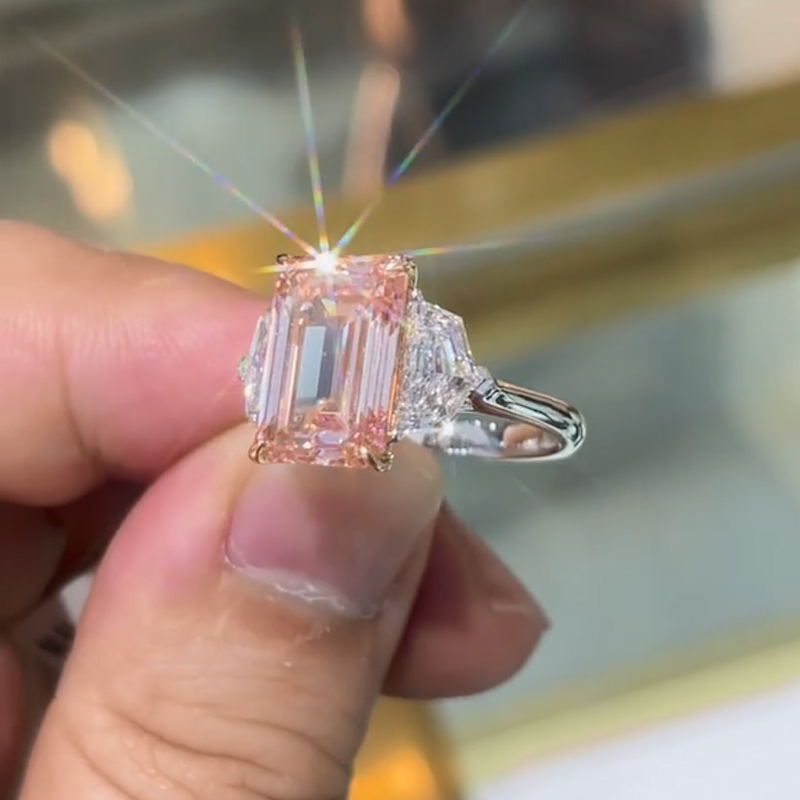 ANSTER Jewelry Anel de diamante ético feito à mão em ouro 18K com lapidação pera cultivado em laboratório 