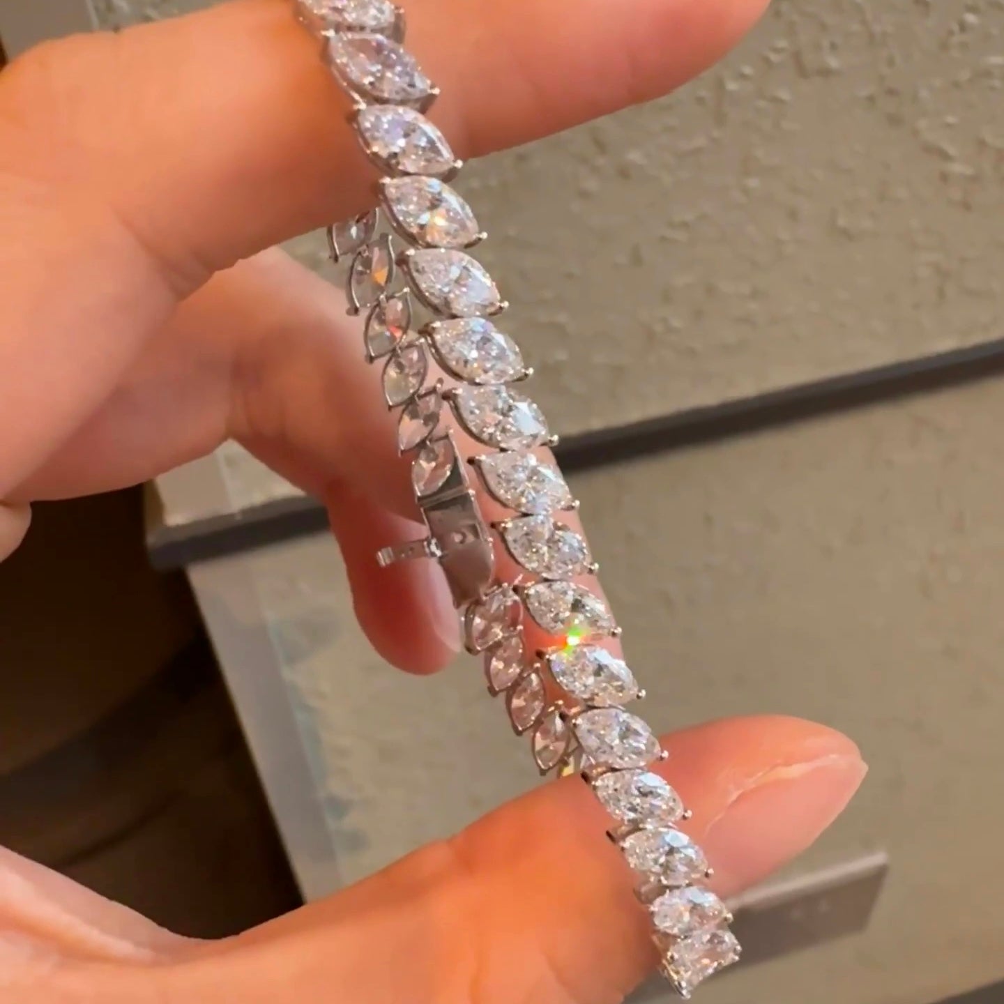 ANSTER Jewelry Marquise cut Lab Grown Diamond Tennis Chain Bracelet with IGI