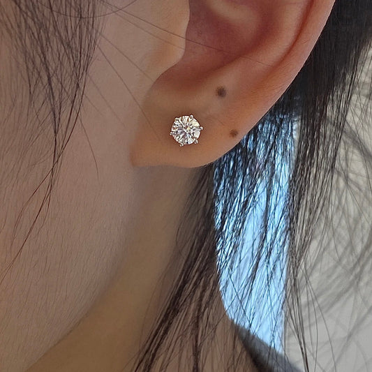 ANSTER Wholesales Price 1ct Round cut Lab Grown Diamonds Stud Gold Earrings with IGI