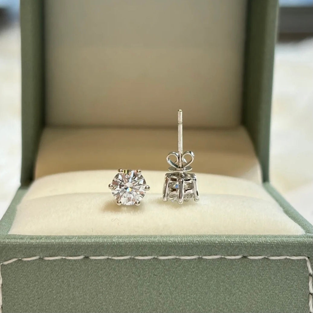 ANSTER Wholesales Price 1ct Round cut Lab Grown Diamonds Stud Gold Earrings with IGI