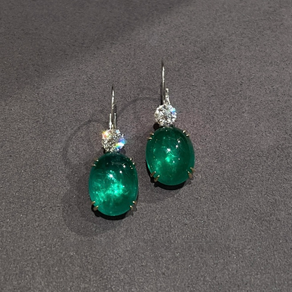 ANSTER Jewelry 18K Gold Jewelry Lab Grown Emerald Earrings with GIA