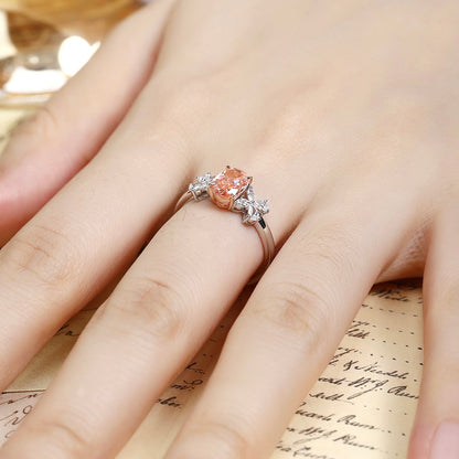 ANSTER Jewelry Anel de diamante ético feito à mão em ouro 18K com lapidação pera cultivado em laboratório 