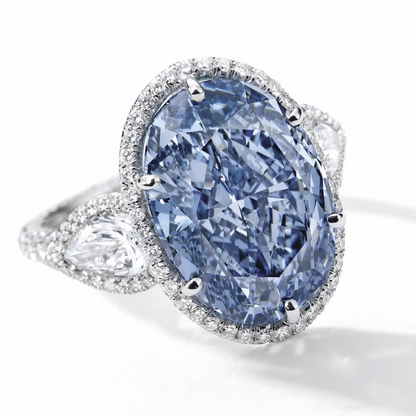 ANSTER Custom 23.64ct VVS2 Oval cut Lab Grown Blue Diamond Platinum Ring