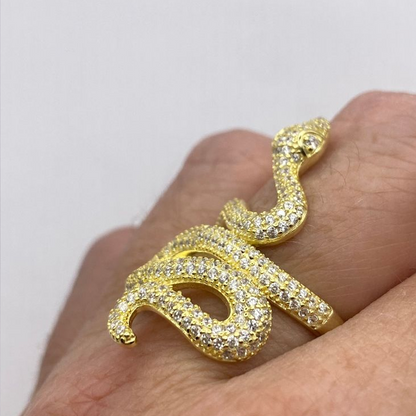 ANSTER Jewelry 18K Gold Melee Lab Grown Diamond Snake Ring with IGI