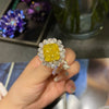 ANSTER Jewelry IGI Platinum PT950 10ct Asscher Cut Yellow Lab Grown Diamond Ring