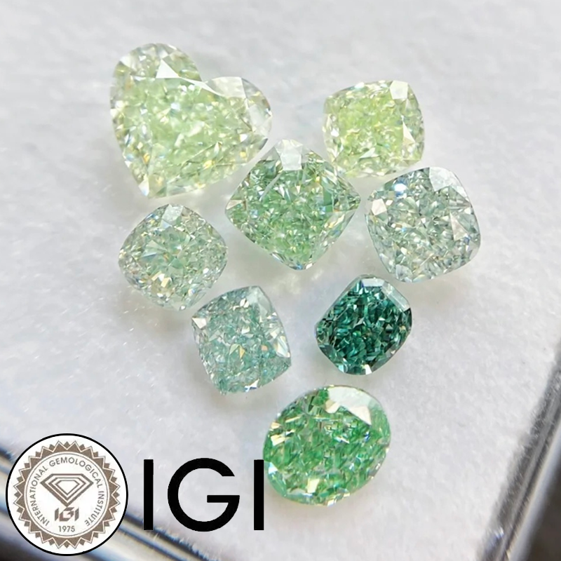 ANSTER Wholesales Fancy Green Color Lab Grown Diamond Loose Stone with IGI for Jewelry making