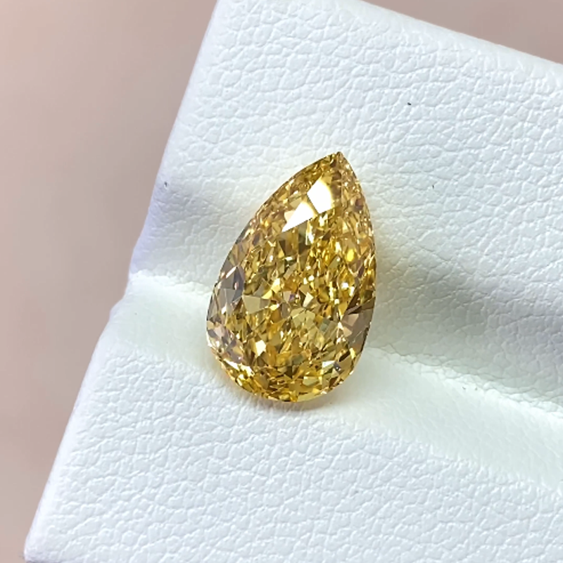 ANSTER Jewelry Anel de diamante ético feito à mão em ouro 18K com lapidação pera cultivado em laboratório 