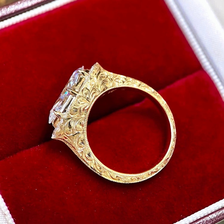 ANSTER Jewelry Anel de diamante ético feito à mão em ouro 18K com lapidação pera cultivado em laboratório 