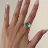 ANSTER JEWELRY 4ct Emerald Cut Emerald Lab Grown Diamond 18K Gold Ring