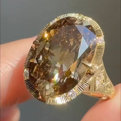 ANSTER Jewelry 18K Gold 5ct Fancy Brown Lab Grown Diamond Ring with IGI