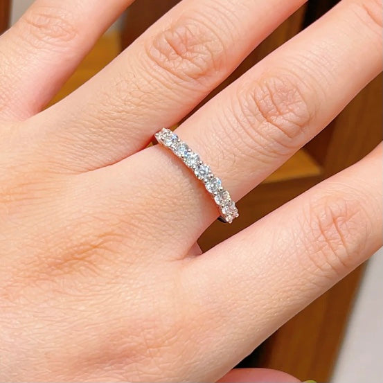 ANSTER Wholesales Price 2mm Lab Grown Diamonds Half Eternity Ring with IGI 18K White Gold Ring