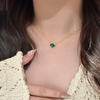 ANSTER Jewelry Yellow Gold Jewelry Lab Grown Emerald Necklace Chain with GRC