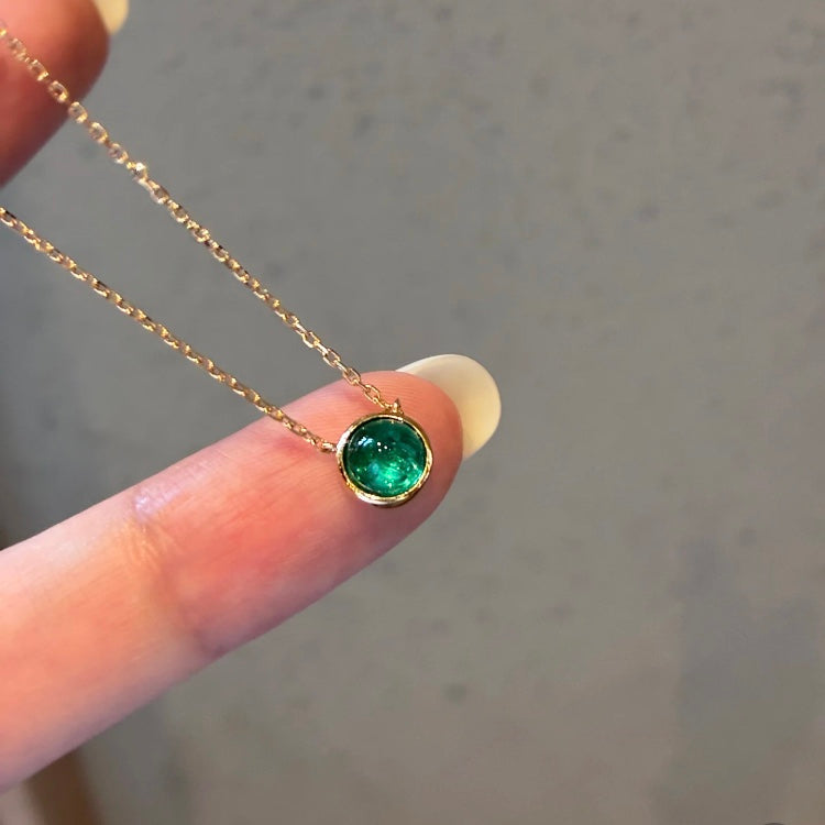 ANSTER Jewelry Yellow Gold Jewelry Lab Grown Emerald Necklace Chain with GRC