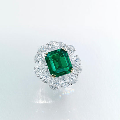 ANSTER Wholesales Price 10ct Lab Grown Emerald Ring with GRC 18K White Gold Ring