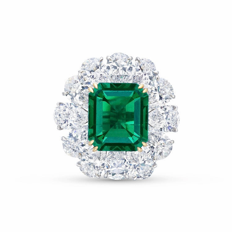 ANSTER Wholesales Price 10ct Lab Grown Emerald Ring with GRC 18K White Gold Ring