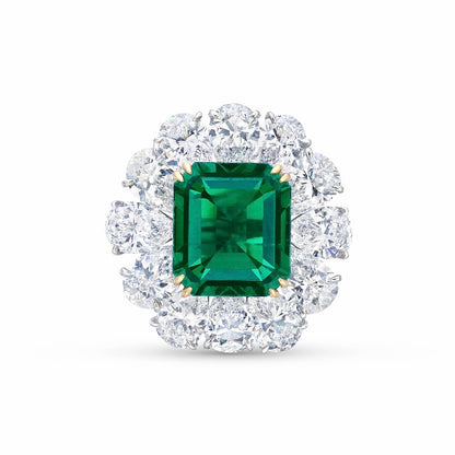 ANSTER Wholesales Price 10ct Lab Grown Emerald Ring with GRC 18K White Gold Ring