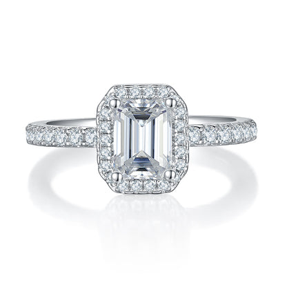 1 CTW Emerald Moissanite S925 Ring plated