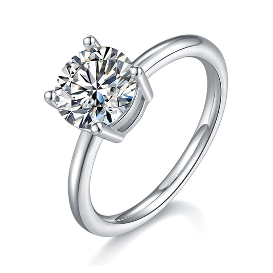 2 CTW Round Moissanite  S925 Ring plated