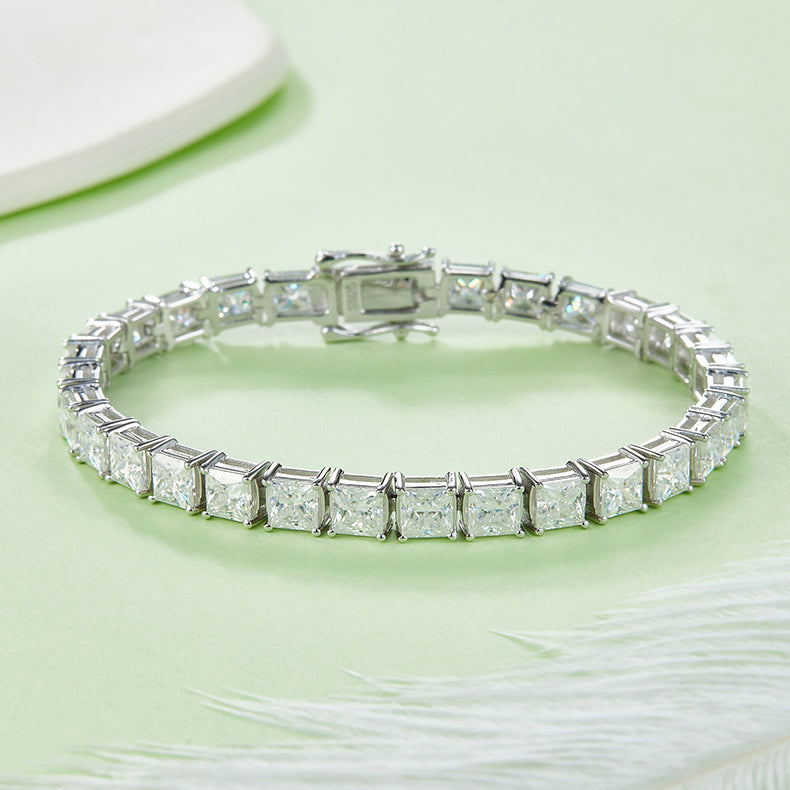 14.5 CTW Princess Moissanite S925 Bracelet plated