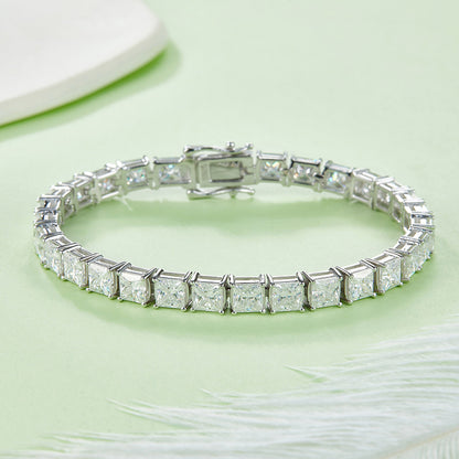 14.5 CTW Princess Moissanite S925 Bracelet plated