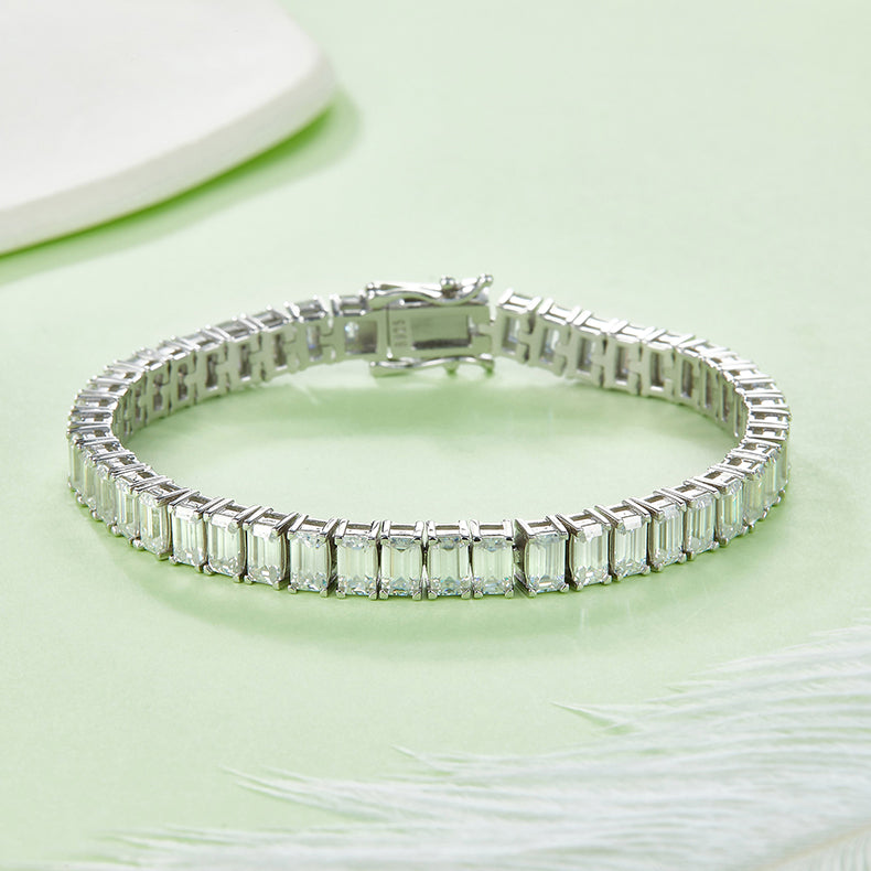 20 CTW Emerald Moissanite S925 Bracelet plated