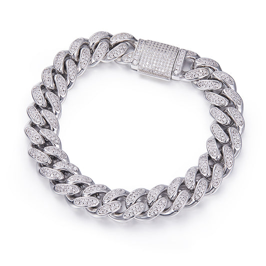3.4 CTW Round Moissanite S925 Bracelet plated 12mm Width