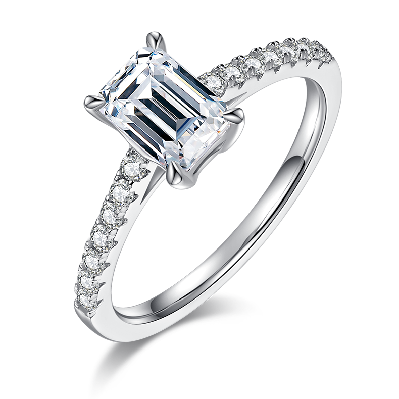 1 CTW Emerald Moissanite S925 Ring plated