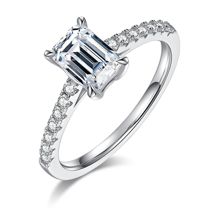1 CTW Emerald Moissanite S925 Ring plated