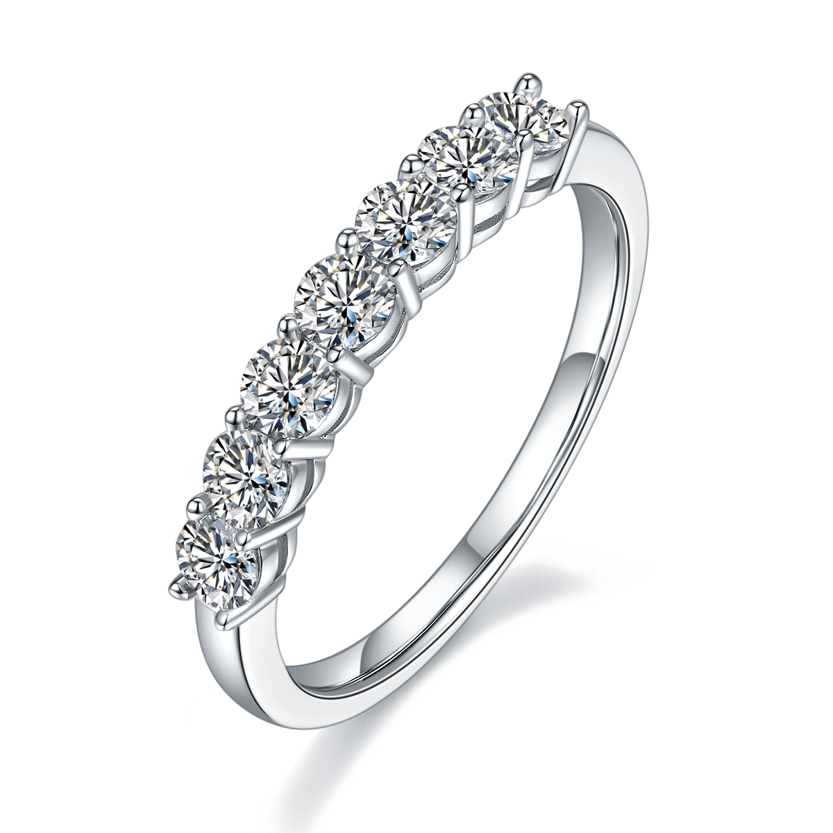 0.7 CTW Round Moissanite  S925 Ring plated