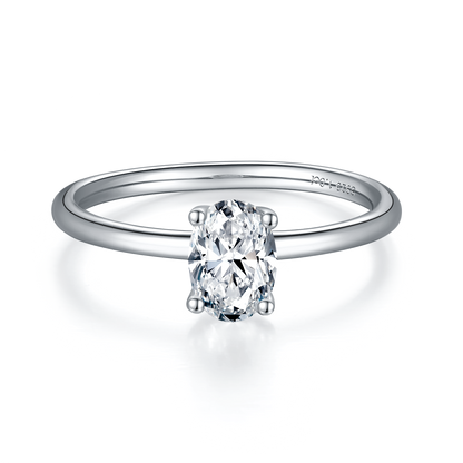 1 CTW Oval Moissanite  S925 Ring plated