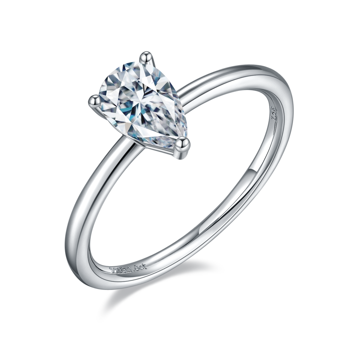 1 CTW Pear Moissanite  S925 Ring plated