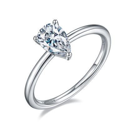 1 CTW Pear Moissanite  S925 Ring plated