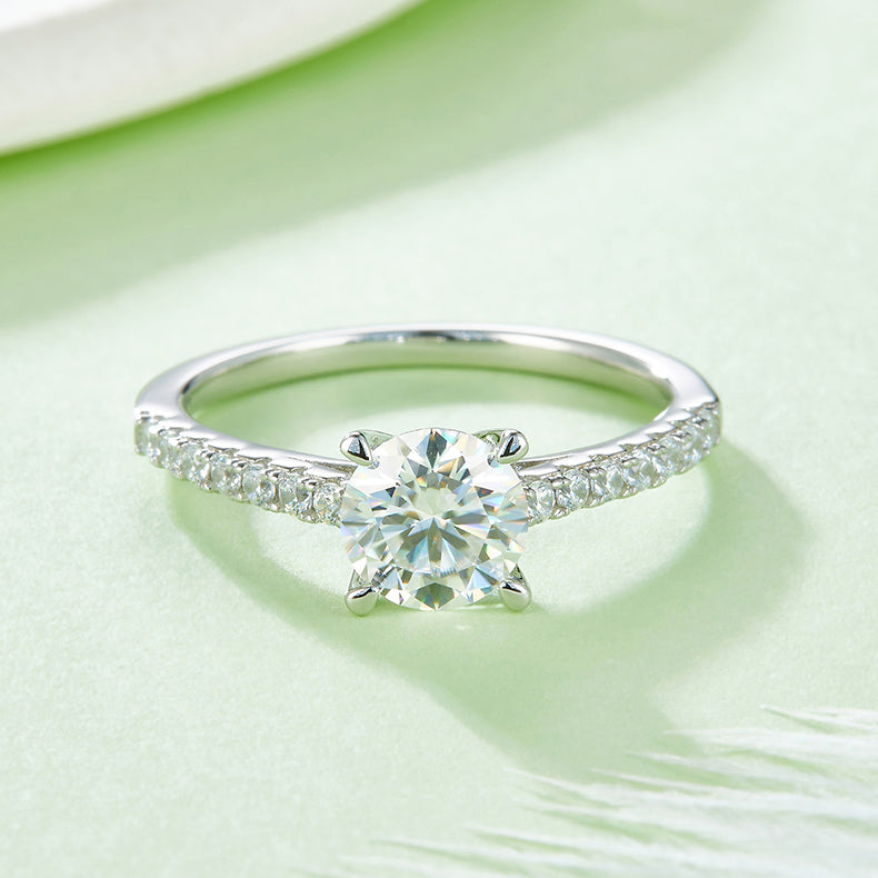 1 CTW Round Moissanite  S925 Ring plated