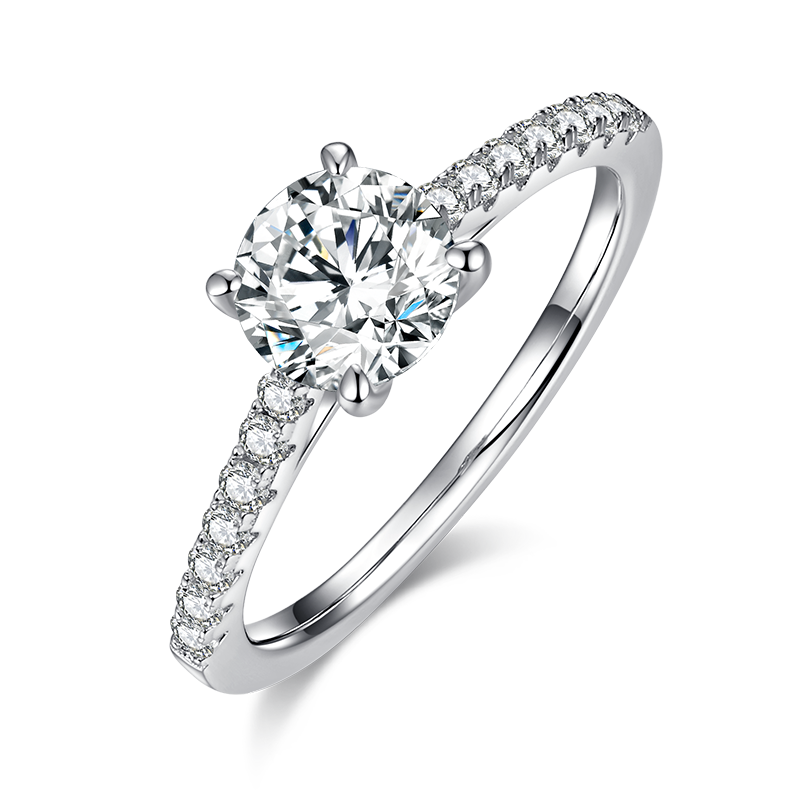 1 CTW Round Moissanite  S925 Ring plated