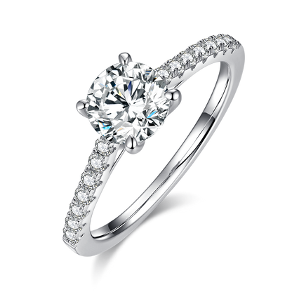 1 CTW Round Moissanite  S925 Ring plated