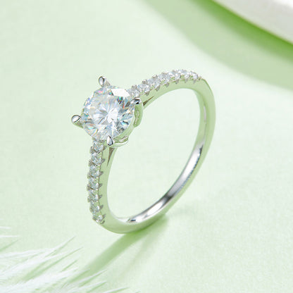 1 CTW Round Moissanite  S925 Ring plated
