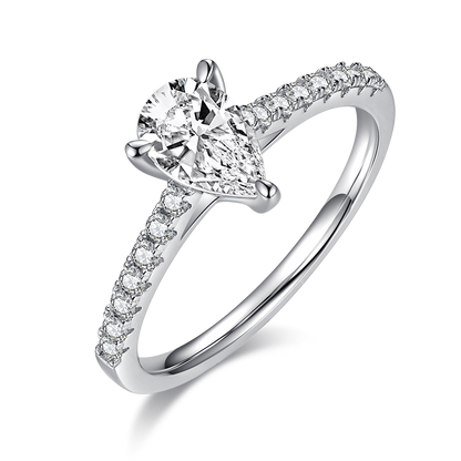 1 CTW Pear Moissanite  S925 Ring plated