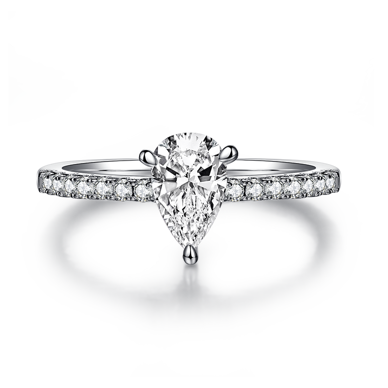 1 CTW Pear Moissanite  S925 Ring plated