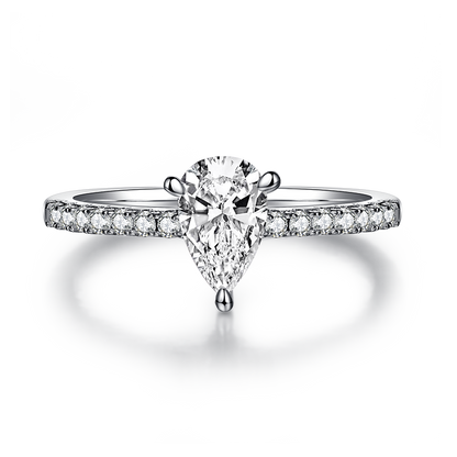 1 CTW Pear Moissanite  S925 Ring plated